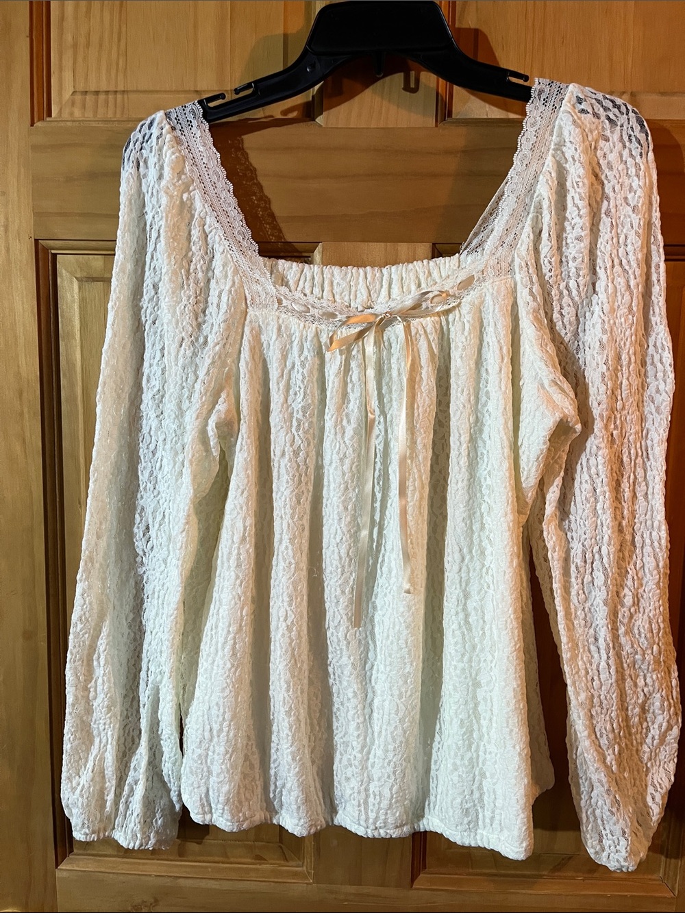 Cream Lace Peasant Blouse - Women Tops